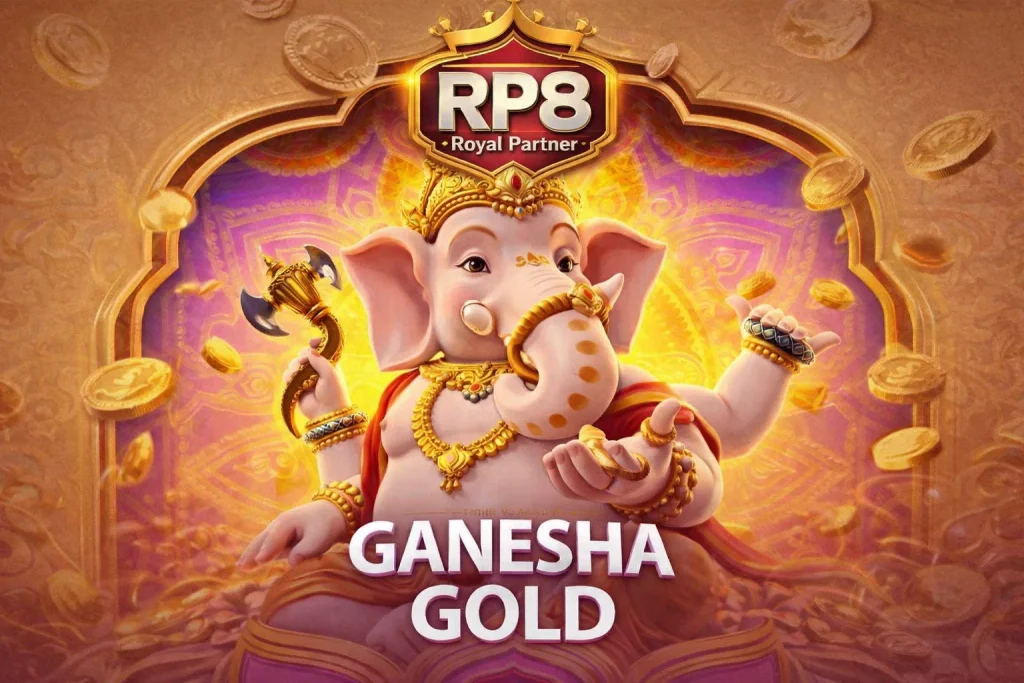 Tampilan game Ganesha Gold dengan nuansa emas klasik di platform RP8